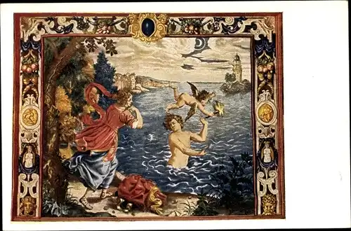 Ak Pressburg Bratislava Slowakei, Rathaus-Gobeline, Leander verlässt seine Schwester Hermione