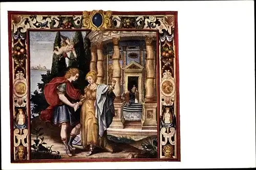 Ak Pressburg Bratislava Slowakei, Rathaus-Gobeline, Begegnung Heros mit Leander