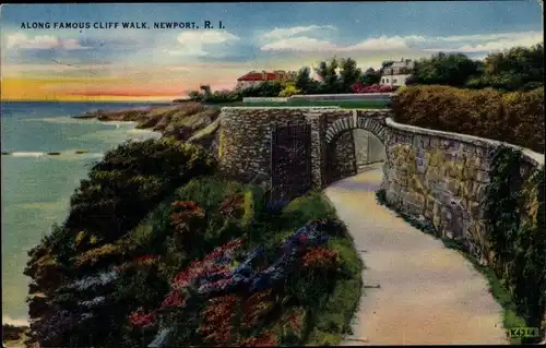 Ak Newport Rhode Island USA, entlang des berühmten Cliff Walk