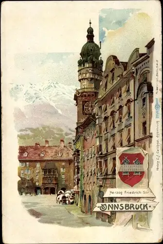 Wappen Litho Innsbruck Tirol Österreich, Herzog Friedrichstraße