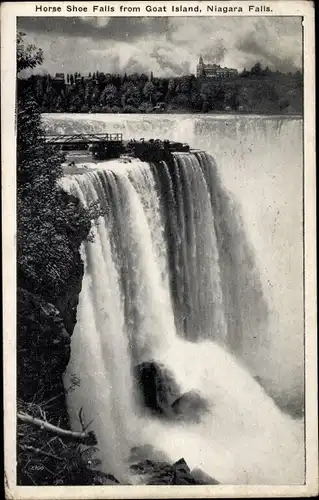 Ak Niagara Falls New York USA, Horseshoe Falls von Goat Island
