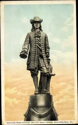 Ak Philadelphia Pennsylvania USA, William Penn Statue, Rathausturm