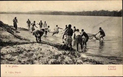 Ak Belgisch-Kongo DR Kongo Zaire, Fischerei