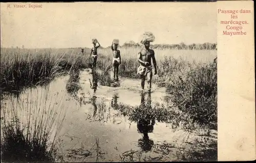Ak Mayumbe Mayombe RD Kongo Zaire, Passage durch die Sümpfe