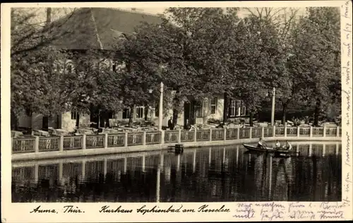 Ak Auma Weidatal in Thüringen, Kurhaus Sophienbad am Kesselsee