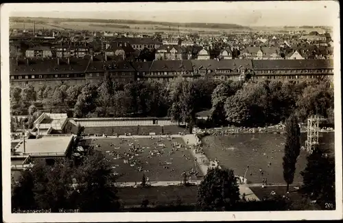 Ak Weimar in Thüringen, Schwanseebad, Luftbild