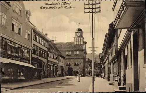 Ak Bleicherode am Harz, Hauptstraße, Rathaus