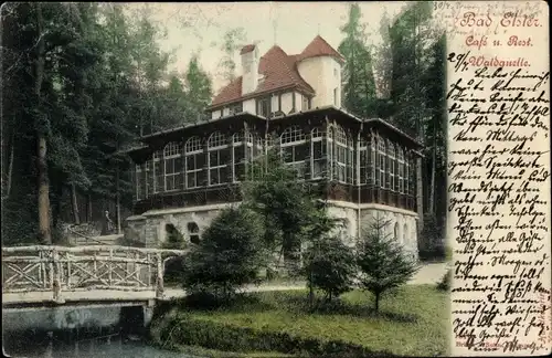 Ak Bad Elster im Vogtland, Café und Restaurant Waldquelle, Brücke