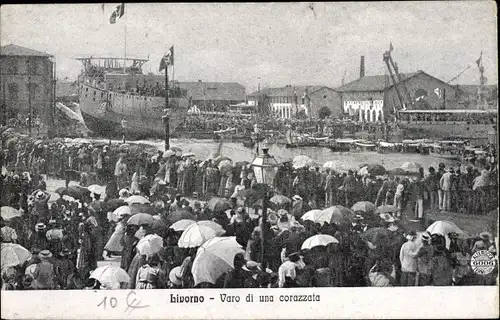 Ak Livorno Toscana, Varo di una corazzata