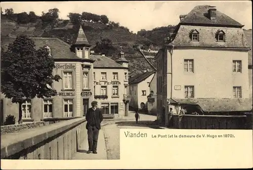 Ak Vianden Luxemburg, Brücke