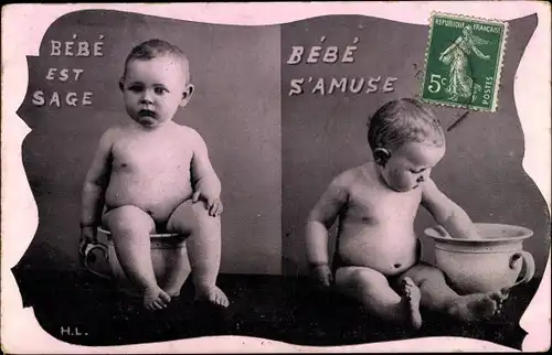 Ak Bebe est Sage, s'amuse, Baby mit Nachttopf