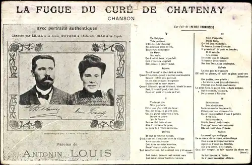 Lied Ak La Fugue du Curé de Chatenay, Antonin Louis, Lejal, Dutard, Diaz, Chanson