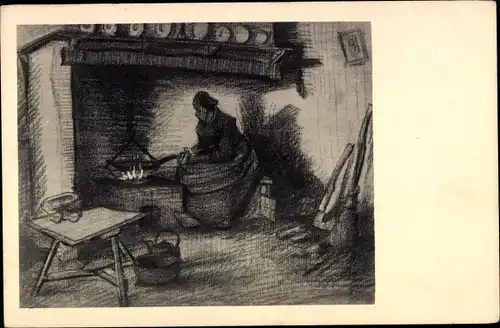 Künstler Ak Van Gogh, Vincent, Frau am Herd