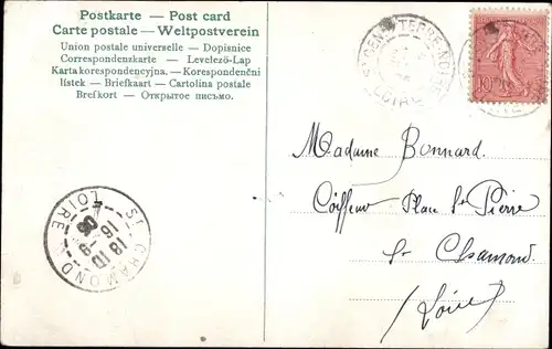 Ak Mann auf dem Schirm eines Pilzes sitzend, lesende Frau