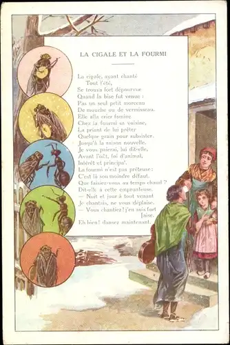 Gedicht Ak Die Heuschrecke und die Ameise