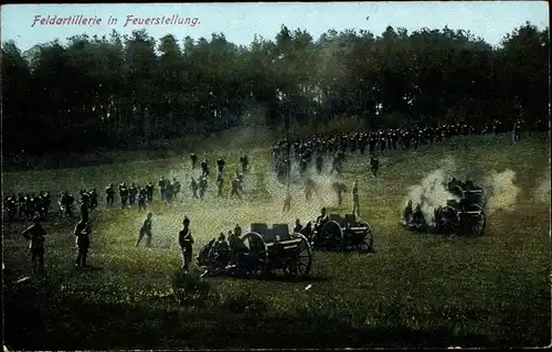 Ak Feldartillerie in Feuerstellung, I. WK