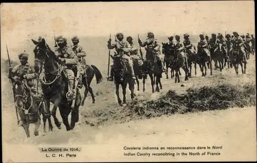 Ak Indische Kavallerie im Norden von Frankreich, 1914