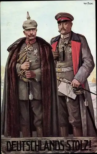 Künstler Ak Fischer, Deutschlands Stolz, Generalfeldmarschall Paul von Hindenburg, Kaiser Wilhelm II
