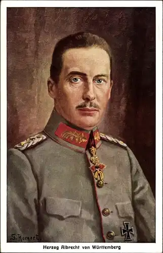 Künstler Ak Hornert, G., Herzog Albrecht von Württemberg, Portrait in Uniform, Eisernes Kreuz