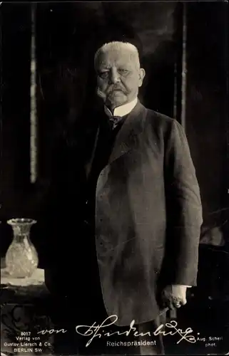 Ak Reichspräsident Paul von Hindenburg, Portrait, Liersch