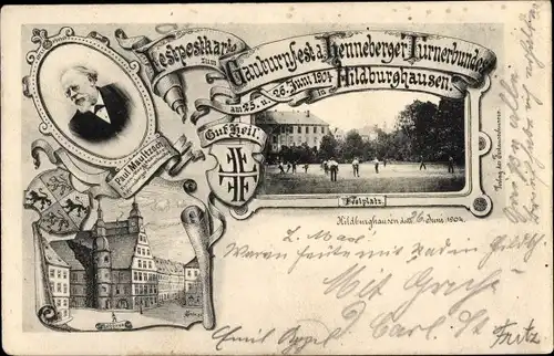 Ak Hildburghausen in Thüringen, Gauturnfest Henneberger Turnerbund 1904, Paul Maultzsch