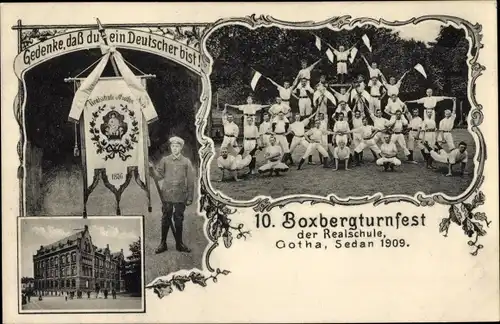 Ak Gotha in Thüringen, 10. Boxbergturnfest der Realschule, Sedan 1909