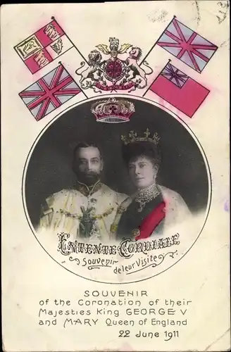Ak Coronation of their Majesties King George V and Mary Queen of England 1911, Krönung, Wappen