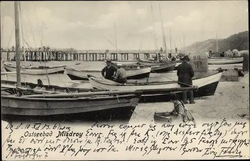 Ak Międzyzdroje Ostseebad Misdroy Pommern, Strand, Boote