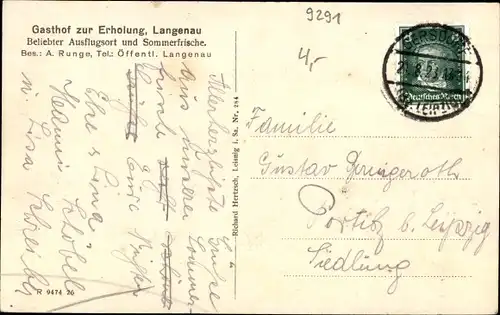 Ak Langenau Gersdorf in Sachsen, Gasthof zur Erholung
