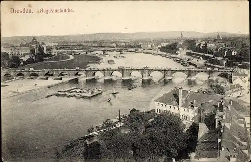 Ak Dresden Altstadt, Augustusbrücke