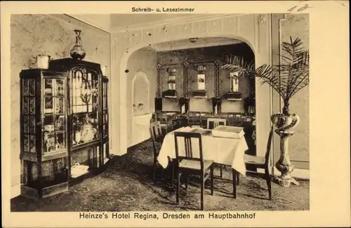 Ak Dresden Zentrum Altstadt, Heinze's Hotel Regina, Bismarckstraße, Innenansicht