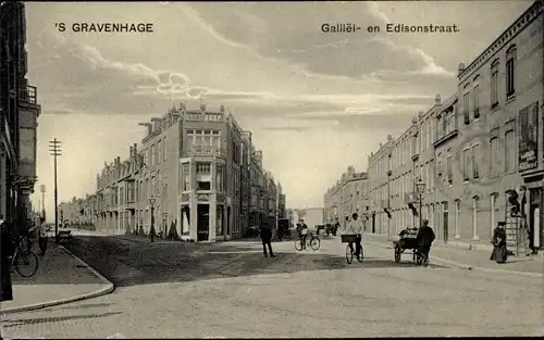 Ak's Gravenhage Den Haag Südholland, Galileistraat und Edisonstraat