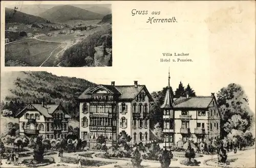 Ak Bad Herrenalb im Schwarzwald, Hotel und Pension Villa Lacher