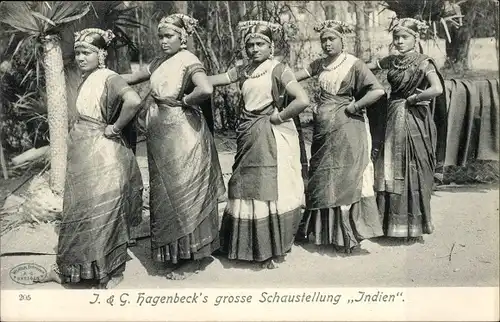 Ak J. & G. Hagenbeck's große Schaustellung Indien, Inderinnen, Völkerschau