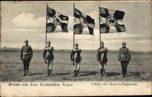 Ak Lockstedt in Holstein, Lockstedter Lager, Fahnen des Reserve Regiments