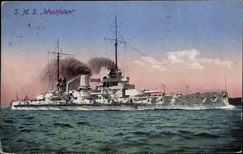 Ak Deutsches Kriegsschiff, SMS Westfalen, Kaiserliche Marine