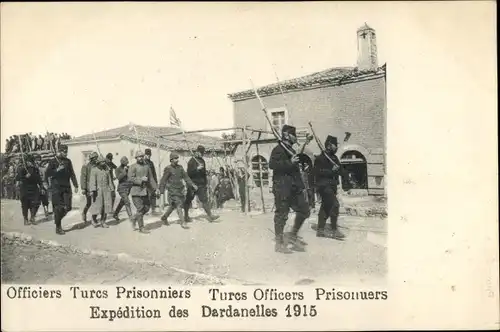 Ak türkische Offiziersgefangene, Dardanellen-Expedition 1915