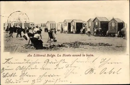 Ak Westflandern, Au Littoral Belge, La Sieste avant le Bain