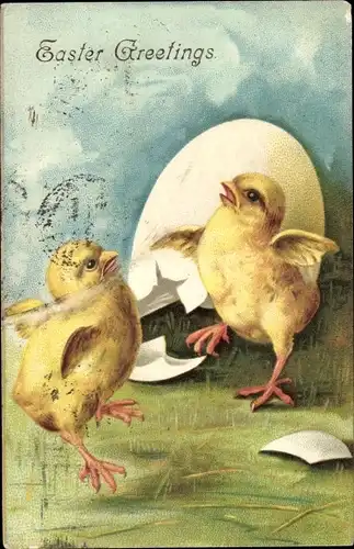 Ak Glückwunsch Ostern, Küken schlüpfen aus