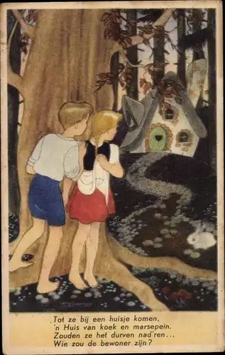 Künstler Ak Schermele, Willy, Hänsel und Gretel, Hexenhaus, Märchen, Gebrüder Grimm