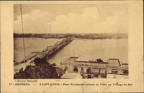 Ak Saint Louis Senegal, Pont Faidherbe, der die Stadt mit dem Dorf Sor verbindet
