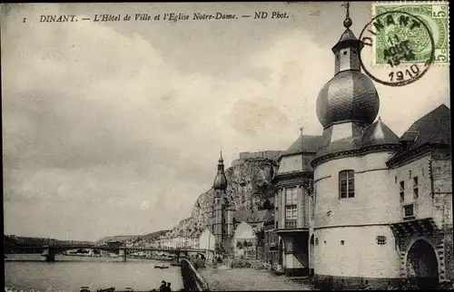 Ak Dinant Wallonien Namur, Rathaus, Kirche Notre-Dame, Zitadelle