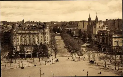 Ak Madrid Spanien, El Paseo del Prado y Calle de Felipe IV