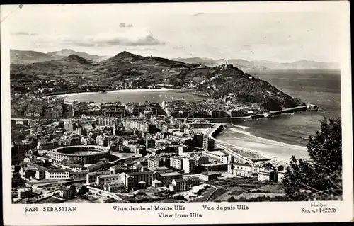 Ak Donostia San Sebastian Baskenland, Panorama vom Monte Ulia aus gesehen