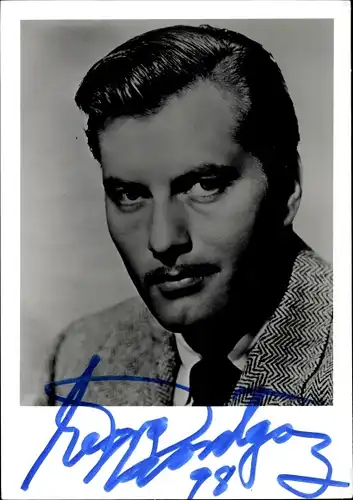 Foto Ak Schauspieler George Montgomery, Portrait, Autogramm