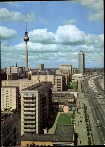 Ak Berlin Mitte, Karl-Marx-Allee, Fernseh- und UKW-Turm der Deutschen Post, Hotel Stadt Berlin