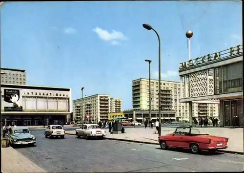 Ak Berlin Mitte, Karl-Marx-Allee, Autos, Kino International, Kaffee Moskau