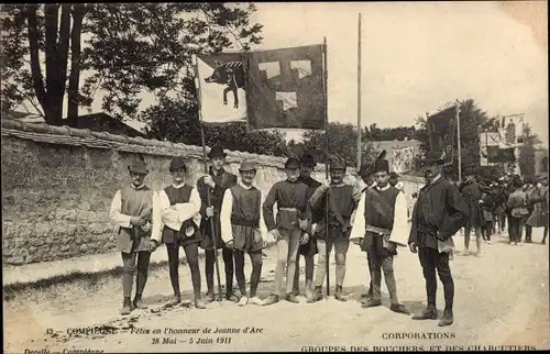 Ak Compiègne Oise, Feierlichkeiten zu Ehren von Jeanne d'Arc 1911, Metzgergruppen