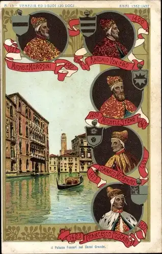 Litho Venezia Venedig Veneto, Doge von Venedig, Michele Morosini, Antonio Veniero, Wappen