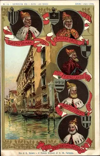 Litho Venezia Venedig Veneto, Rio de S. Severo, Palazzo Grimani, Ed I Suoi 120 Dogi